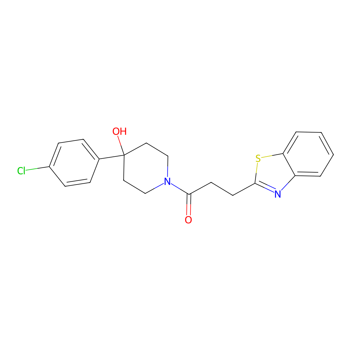 3-(1,3-Benzothiazol-2-yl)-1-[4-(4-chlorophenyl)-4-hydroxypiperidin-1-yl]propan-1-one molecular structure, CAS 1374528-38-7