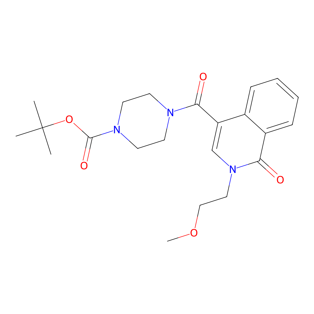 Tert-butyl 4-{[2-(2-methoxyethyl)-1-oxo-1,2-dihydroisoquinolin-4-yl]carbonyl}piperazine-1-carboxylate molecular structure, CAS 1374528-43-4