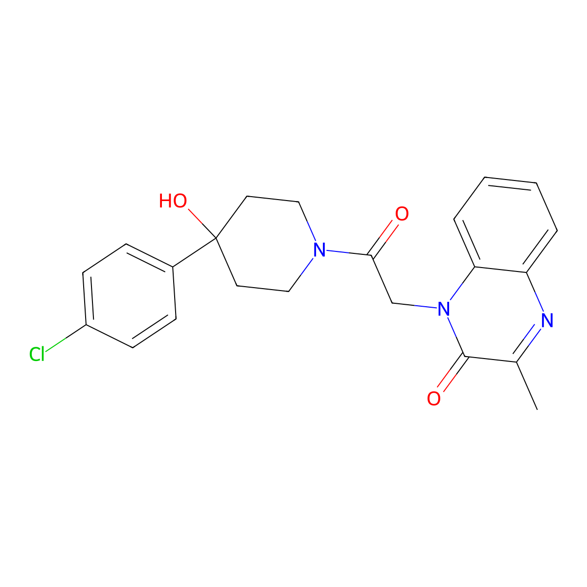 1-(2-(4-(4-chlorophenyl)-4-hydroxypiperidin-1-yl)-2-oxoethyl)-3-methylquinoxalin-2(1H)-one molecular structure, CAS 1374528-55-8