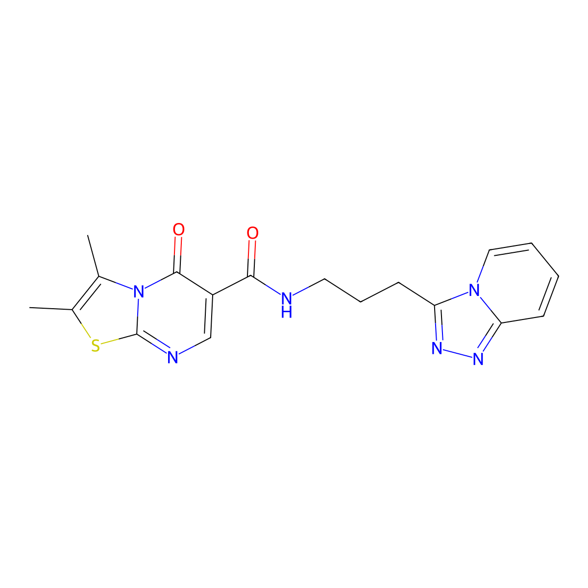 2,3-dimethyl-5-oxo-N-[3-([1,2,4]triazolo[4,3-a]pyridin-3-yl)propyl]-5H-[1,3]thiazolo[3,2-a]pyrimidine-6-carboxamide molecular structure, CAS 1374528-59-2