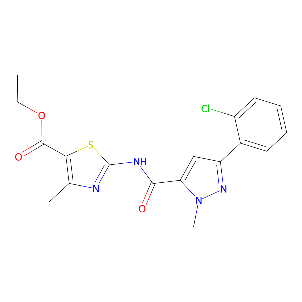 ethyl 2-({[3-(2-chlorophenyl)-1-methyl-1H-pyrazol-5-yl]carbonyl}amino)-4-methyl-1,3-thiazole-5-carboxylate molecular structure, CAS 1374529-05-1