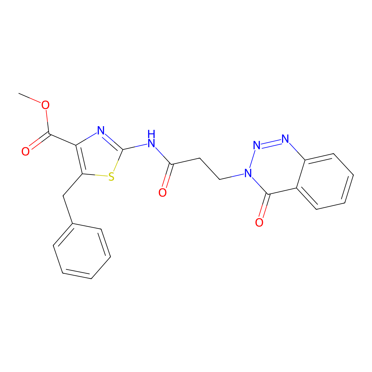 methyl 5-benzyl-2-{[3-(4-oxo-1,2,3-benzotriazin-3(4H)-yl)propanoyl]amino}-1,3-thiazole-4-carboxylate molecular structure, CAS 1374529-07-3