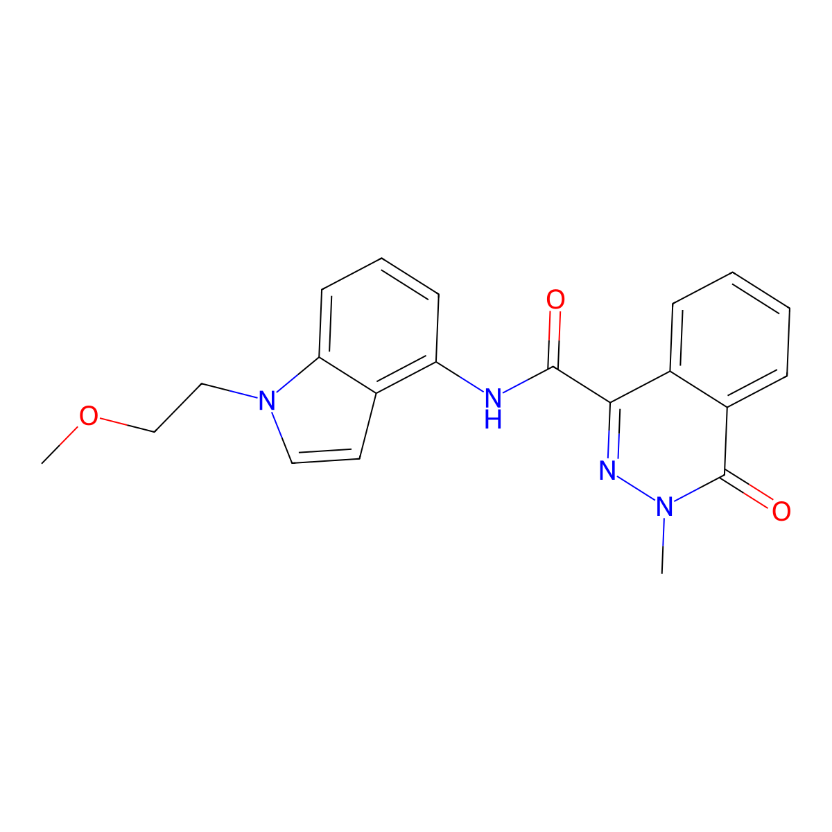 N-[1-(2-methoxyethyl)-1H-indol-4-yl]-3-methyl-4-oxo-3,4-dihydrophthalazine-1-carboxamide molecular structure, CAS 1374529-15-3