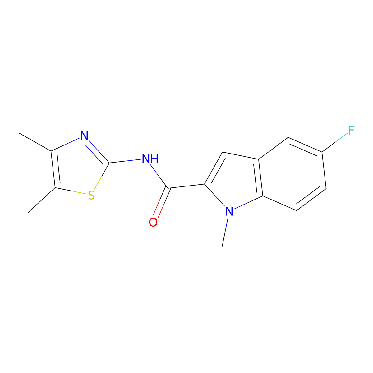N-(4,5-dimethyl-1,3-thiazol-2-yl)-5-fluoro-1-methyl-1H-indole-2-carboxamide molecular structure, CAS 1374529-23-3