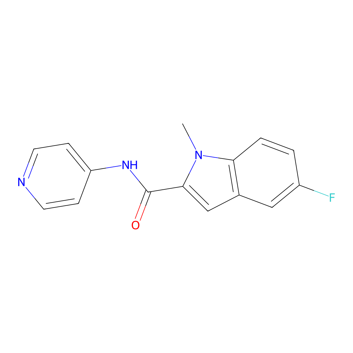 5-fluoro-1-methyl-N-(pyridin-4-yl)-1H-indole-2-carboxamide molecular structure, CAS 1374529-25-5