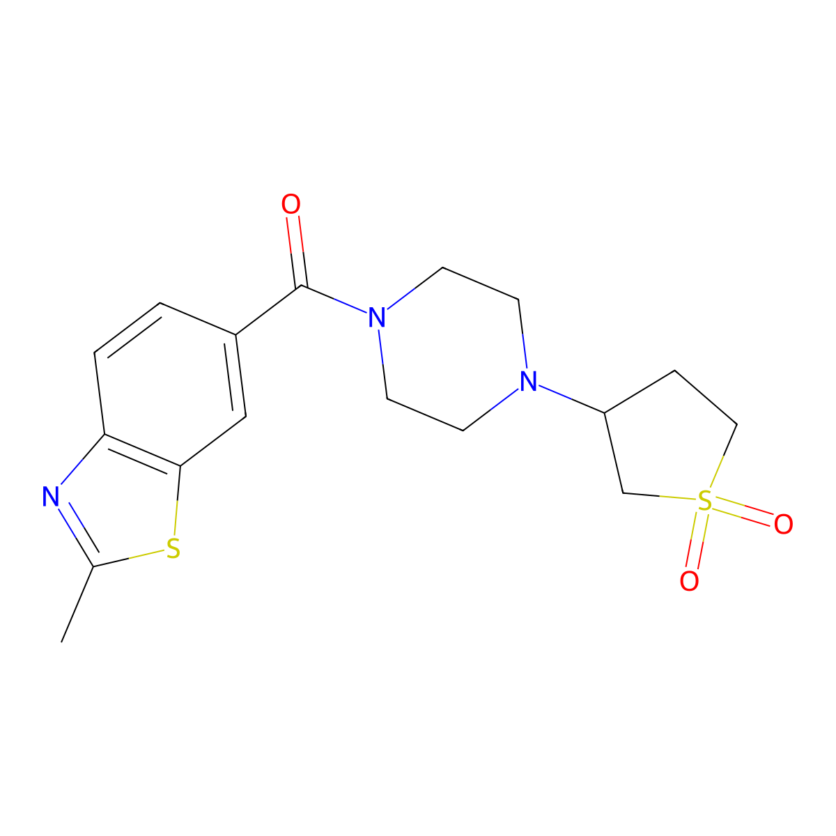 [4-(1,1-Dioxidotetrahydrothiophen-3-yl)piperazin-1-yl](2-methyl-1,3-benzothiazol-6-yl)methanone molecular structure, CAS 1374529-30-2