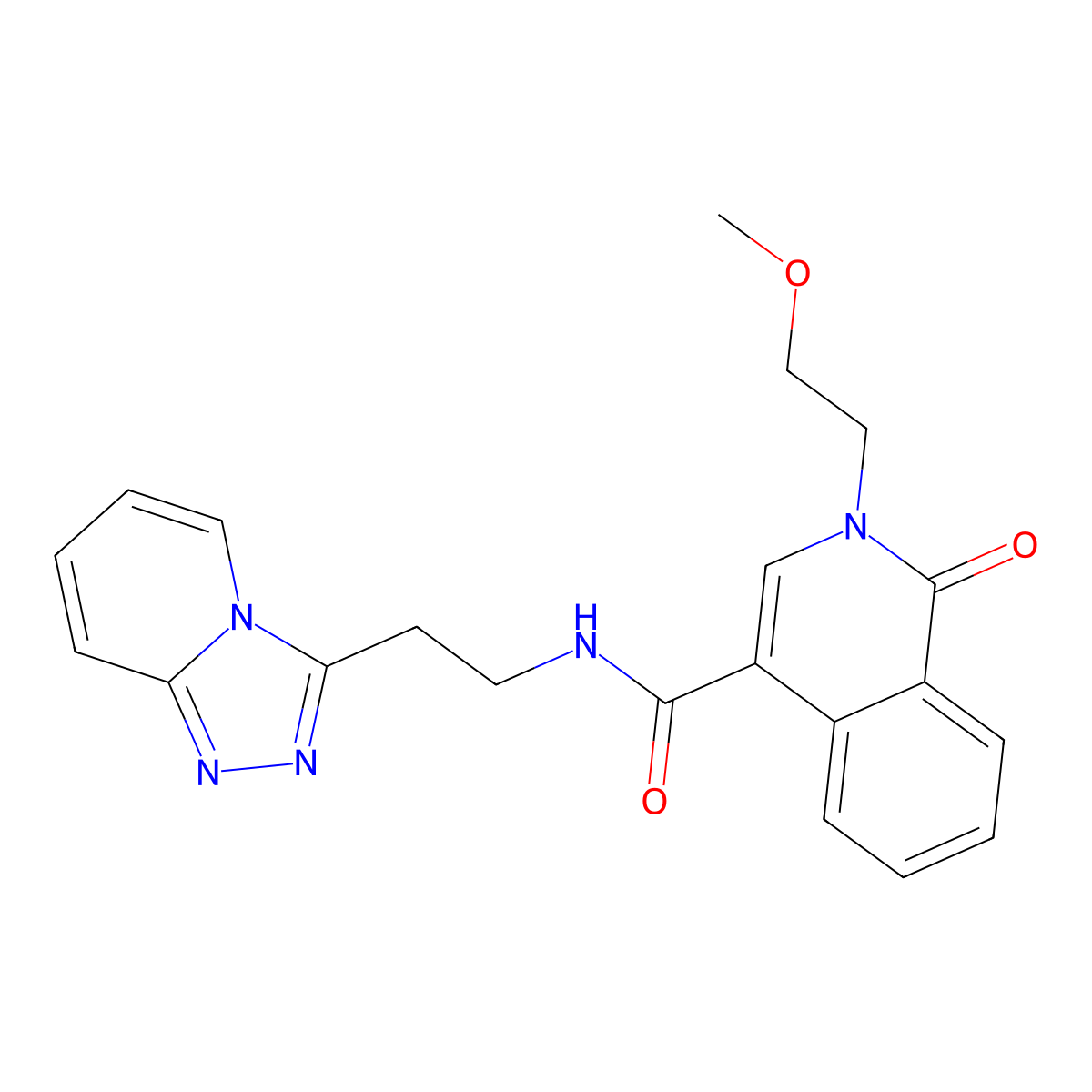 2-(2-methoxyethyl)-1-oxo-N-[2-([1,2,4]triazolo[4,3-a]pyridin-3-yl)ethyl]-1,2-dihydroisoquinoline-4-carboxamide molecular structure, CAS 1374529-82-4
