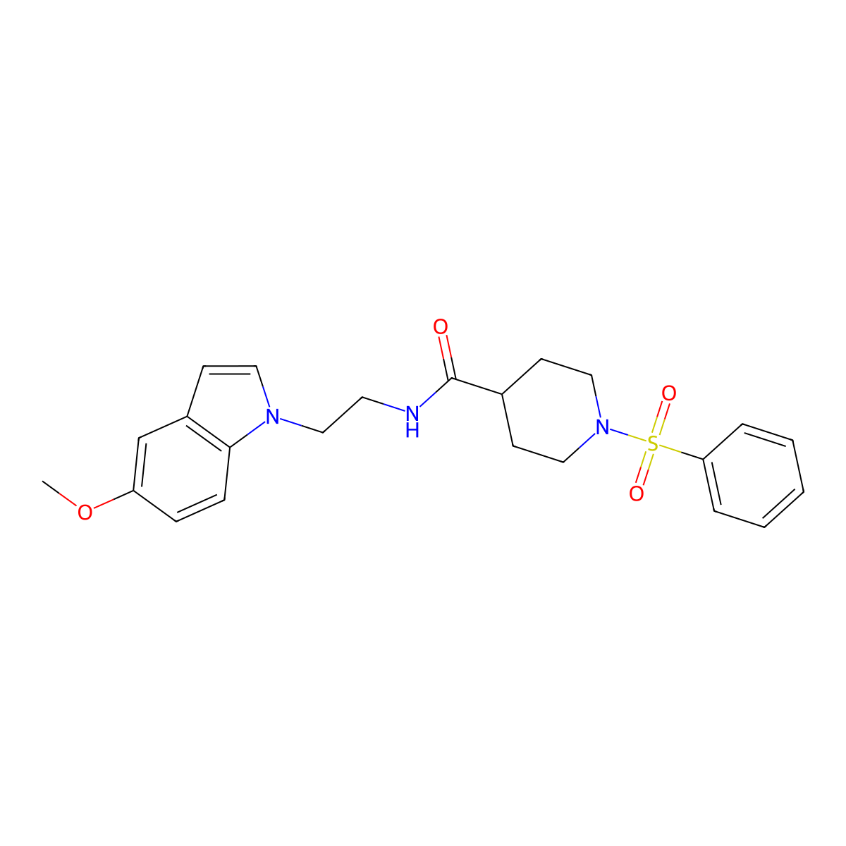 N-[2-(5-methoxy-1H-indol-1-yl)ethyl]-1-(phenylsulfonyl)-4-piperidinecarboxamide molecular structure, CAS 1374529-84-6