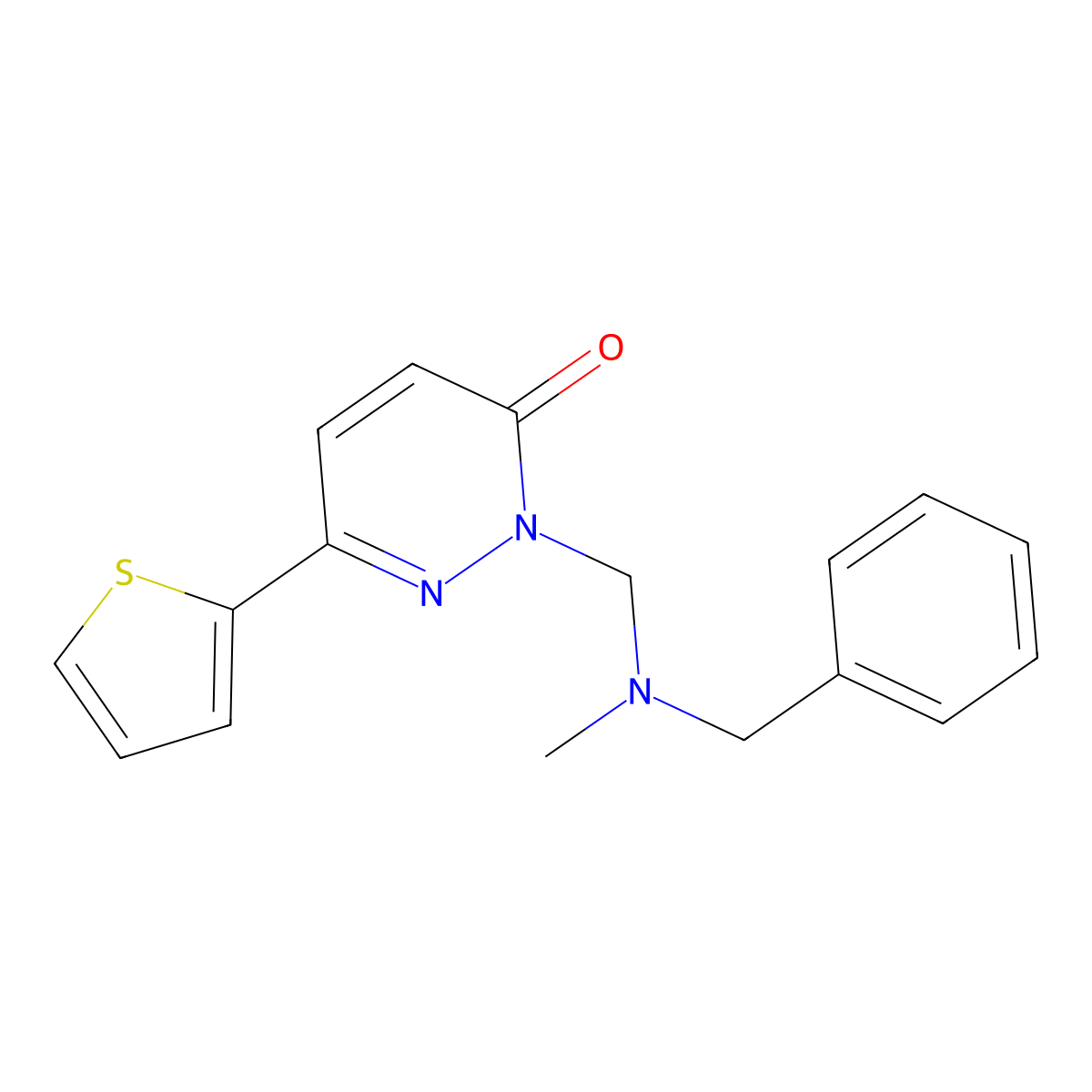 2-{[benzyl(methyl)amino]methyl}-6-(thiophen-2-yl)pyridazin-3(2H)-one molecular structure, CAS 1374529-96-0
