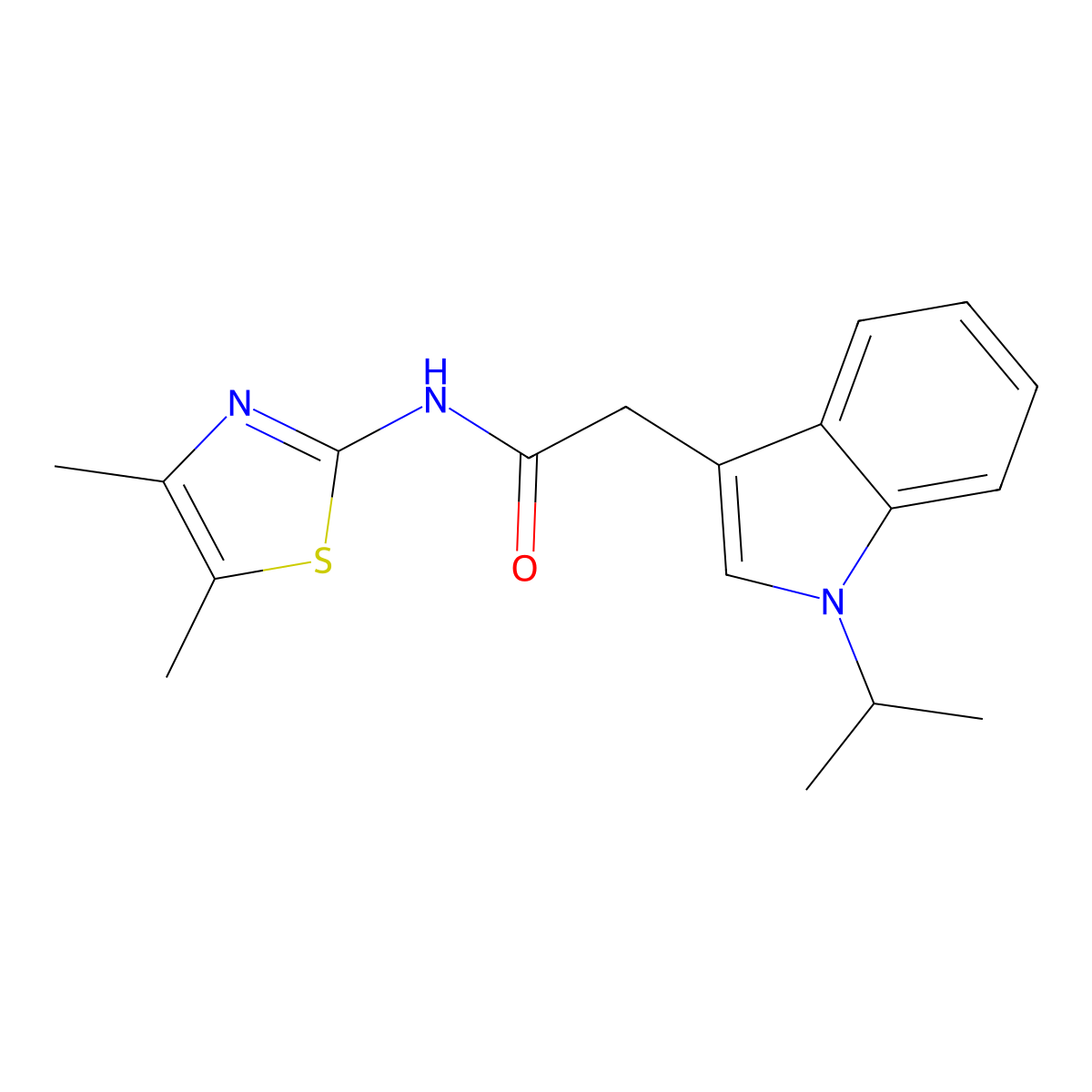 N-(4,5-dimethyl-1,3-thiazol-2-yl)-2-[1-(propan-2-yl)-1H-indol-3-yl]acetamide molecular structure, CAS 1374530-13-8