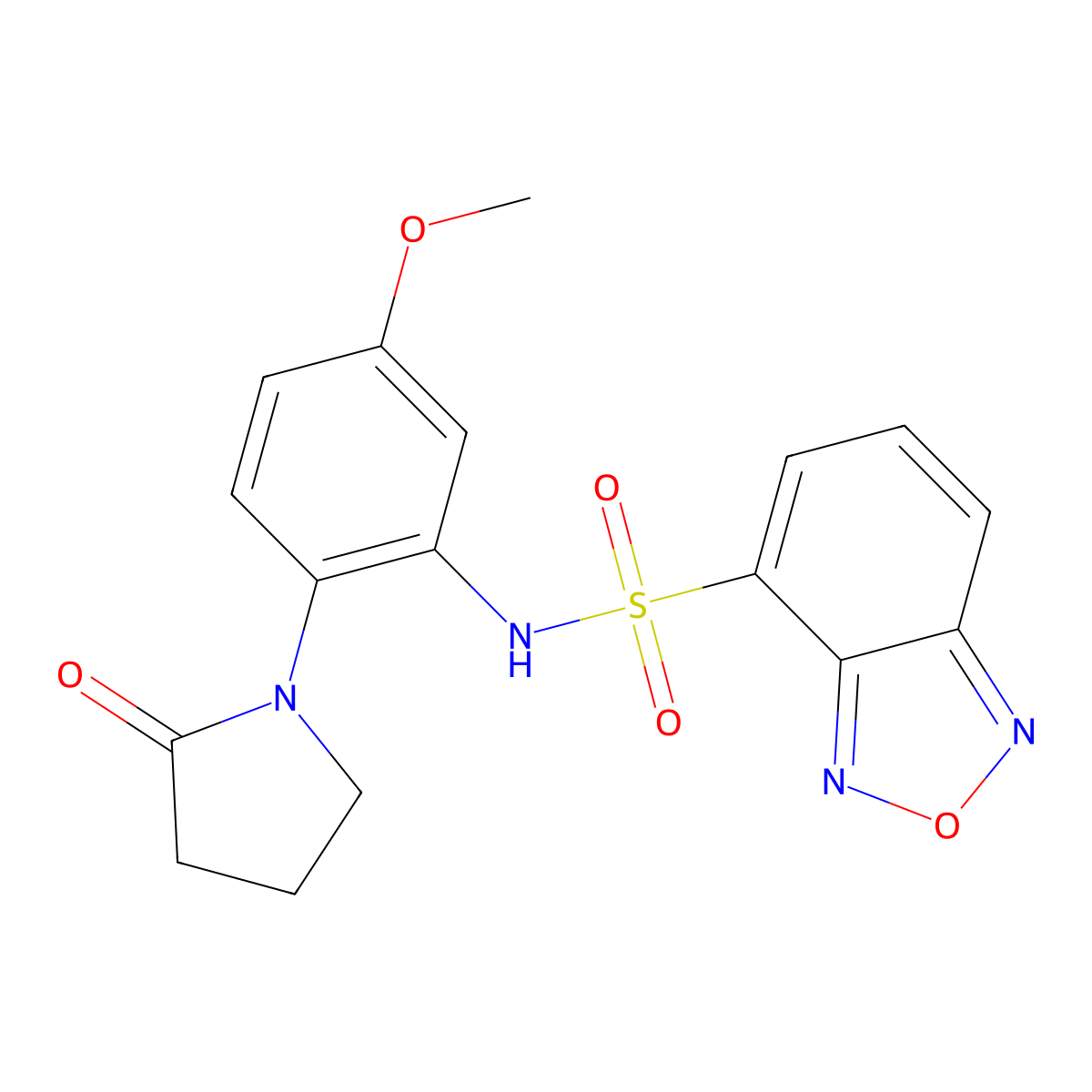 N-[5-methoxy-2-(2-oxopyrrolidin-1-yl)phenyl]-2,1,3-benzoxadiazole-4-sulfonamide molecular structure, CAS 1374530-17-2