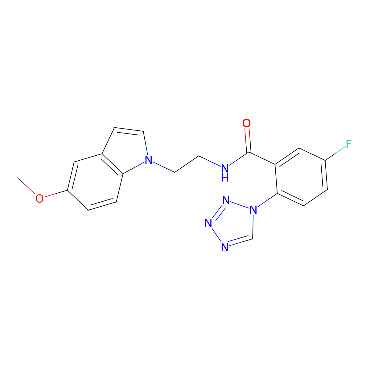 5-fluoro-N-[2-(5-methoxy-1H-indol-1-yl)ethyl]-2-(1H-tetrazol-1-yl)benzamide molecular structure, CAS 1374530-47-8