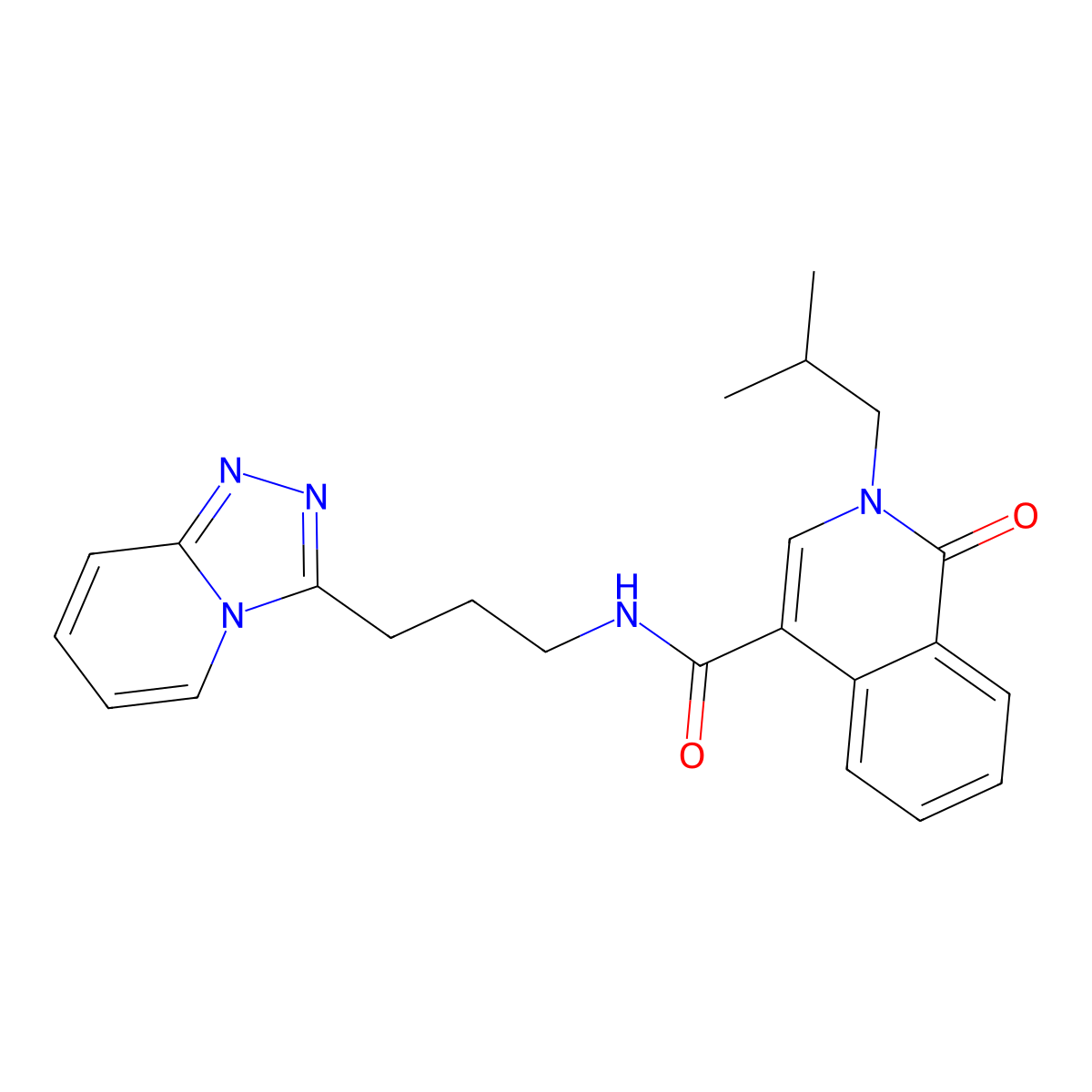 N-(3-([1,2,4]triazolo[4,3-a]pyridin-3-yl)propyl)-2-isobutyl-1-oxo-1,2-dihydroisoquinoline-4-carboxamide molecular structure, CAS 1374530-56-9