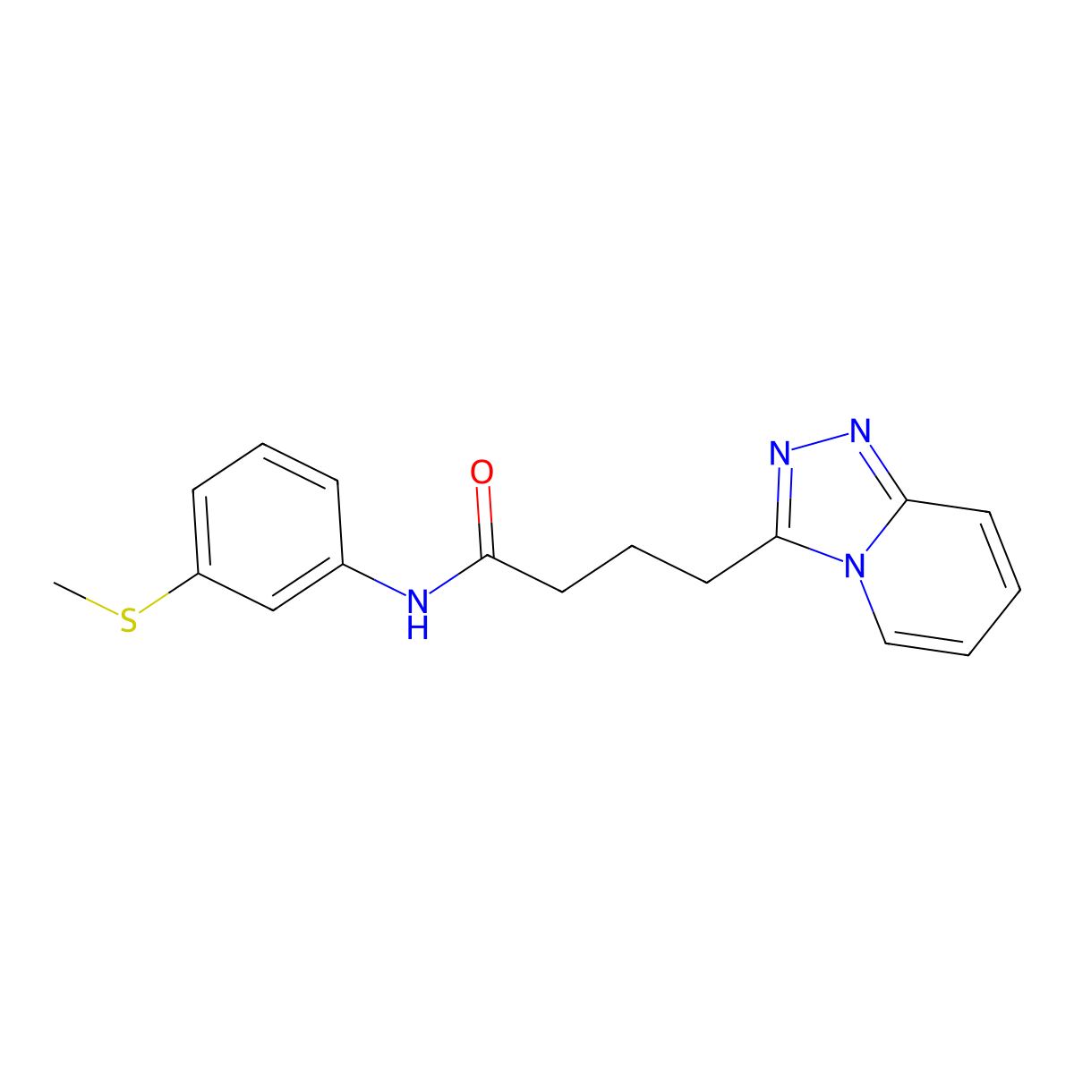 4-([1,2,4]triazolo[4,3-a]pyridin-3-yl)-N-(3-(methylthio)phenyl)butanamide molecular structure, CAS 1374530-64-9