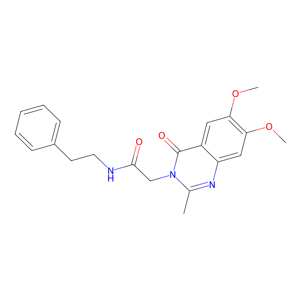 2-[6,7-dimethoxy-2-methyl-4-oxo-3(4H)-quinazolinyl]-N-phenethylacetamide molecular structure, CAS 1374530-81-0