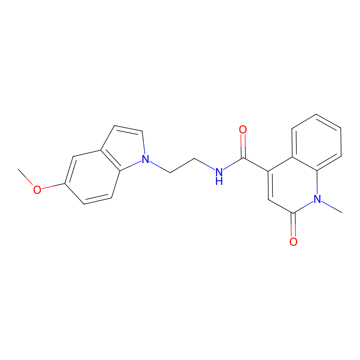 N-[2-(5-methoxy-1H-indol-1-yl)ethyl]-1-methyl-2-oxo-1,2-dihydro-4-quinolinecarboxamide molecular structure, CAS 1374530-86-5
