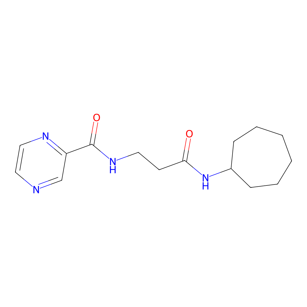 N-[3-(cycloheptylamino)-3-oxopropyl]-2-pyrazinecarboxamide molecular structure, CAS 1374530-91-2