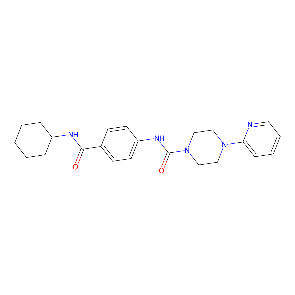 N-[4-(cyclohexylcarbamoyl)phenyl]-4-(pyridin-2-yl)piperazine-1-carboxamide molecular structure, CAS 1374530-93-4
