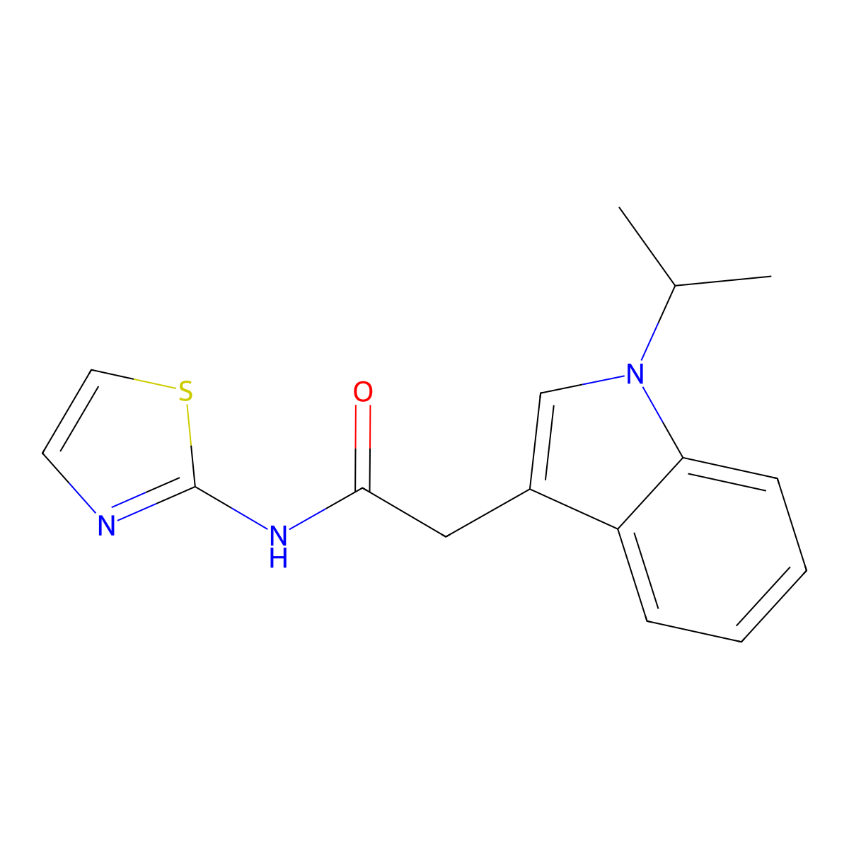 2-[1-(propan-2-yl)-1H-indol-3-yl]-N-(1,3-thiazol-2-yl)acetamide molecular structure, CAS 1374531-26-6