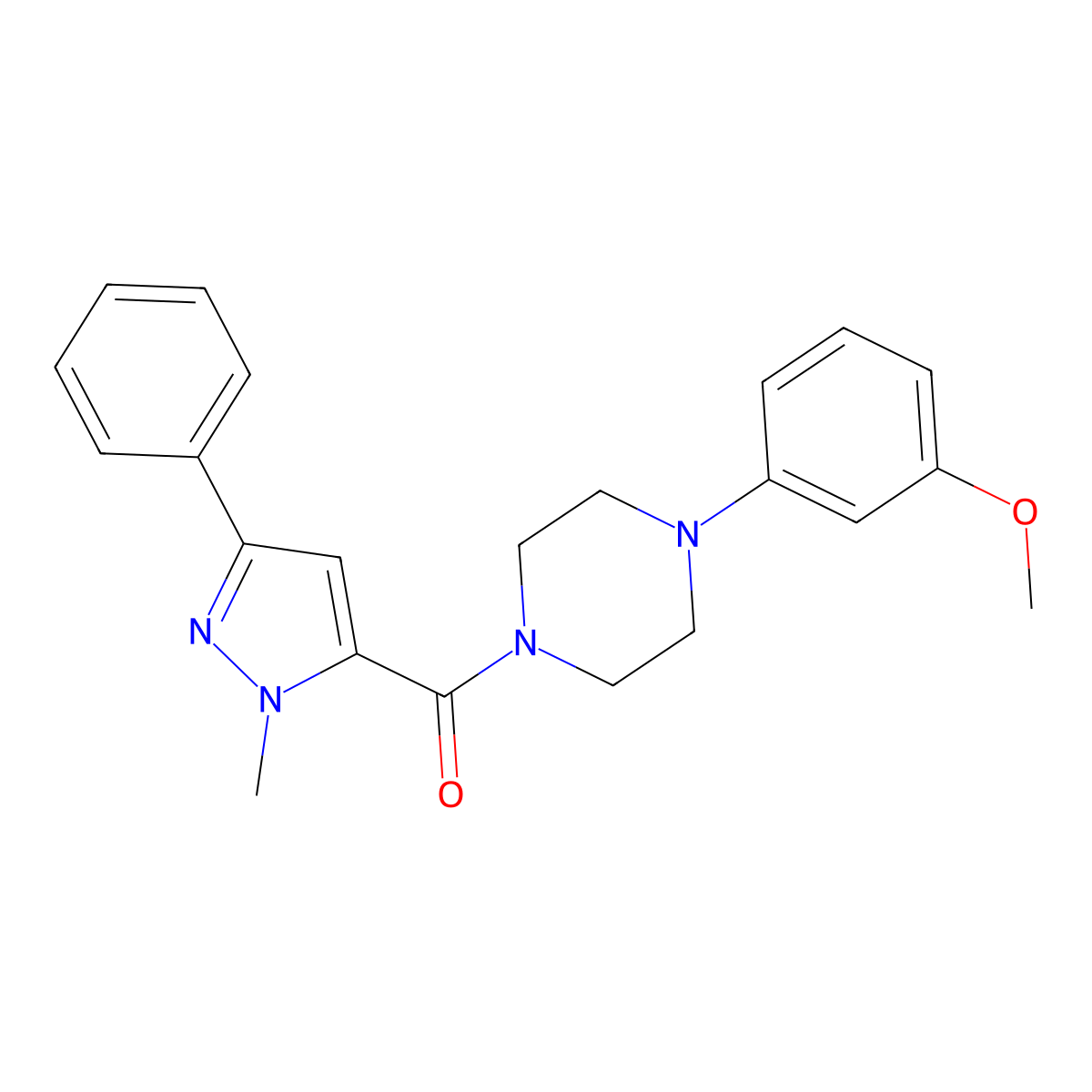 [4-(3-methoxyphenyl)piperazino](1-methyl-3-phenyl-1H-pyrazol-5-yl)methanone molecular structure, CAS 1374531-27-7
