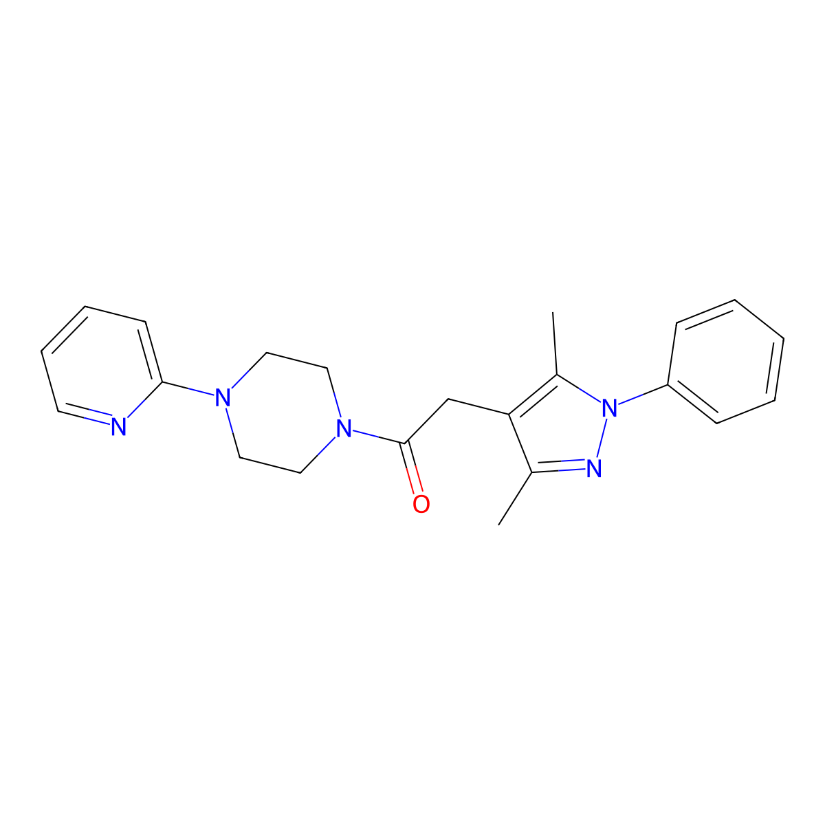 2-(3,5-dimethyl-1-phenyl-1H-pyrazol-4-yl)-1-[4-(2-pyridyl)piperazino]-1-ethanone molecular structure, CAS 1374531-44-8