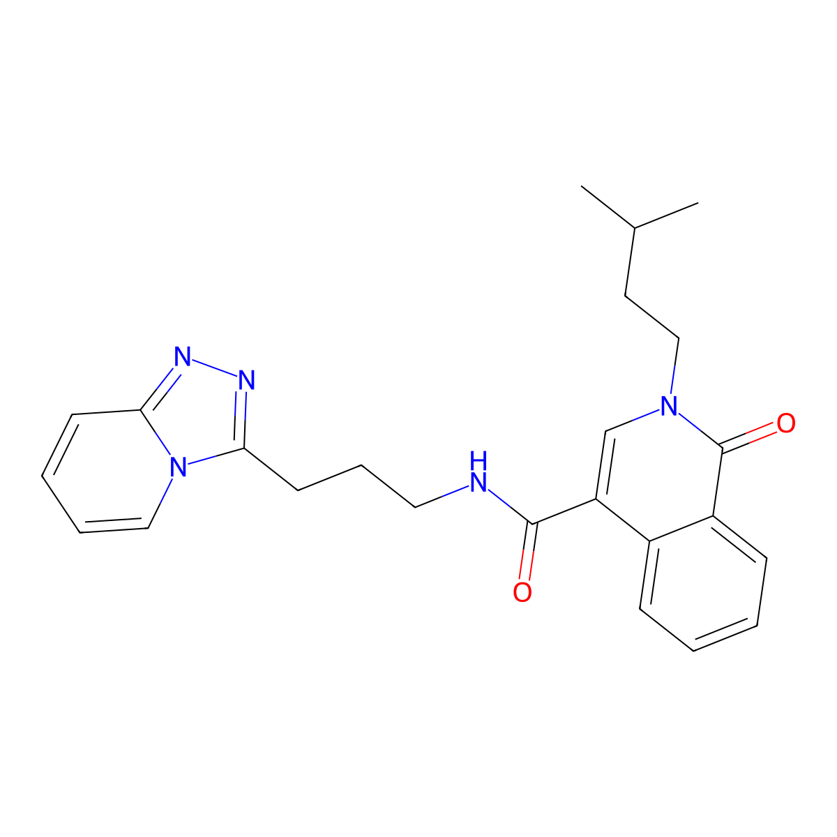 2-(3-methylbutyl)-1-oxo-N-[3-([1,2,4]triazolo[4,3-a]pyridin-3-yl)propyl]-1,2-dihydroisoquinoline-4-carboxamide molecular structure, CAS 1374531-54-0