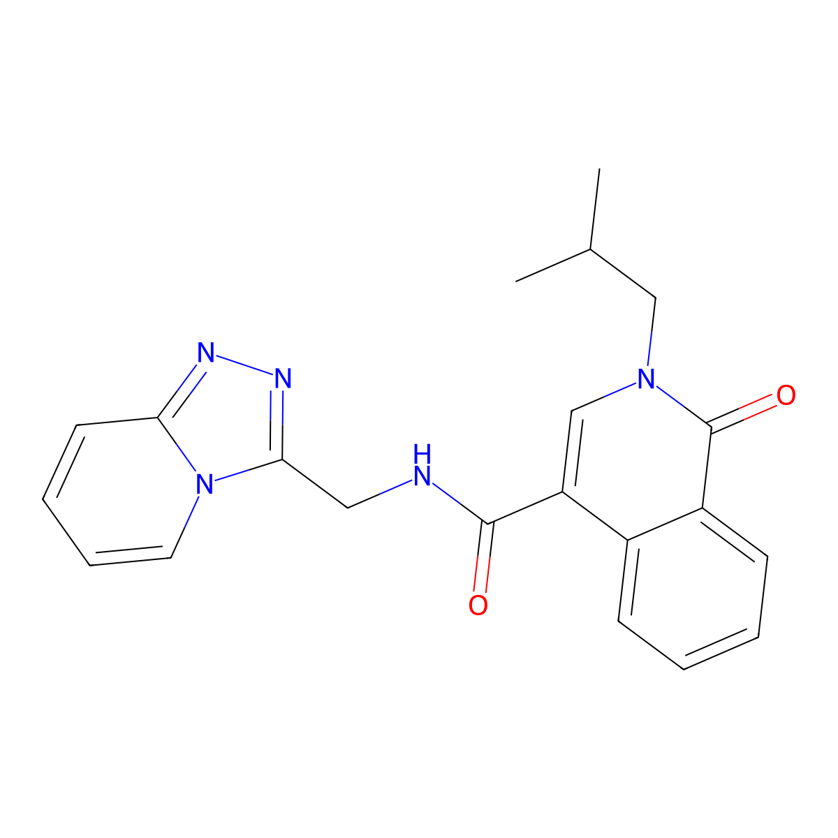 2-(2-methylpropyl)-1-oxo-N-([1,2,4]triazolo[4,3-a]pyridin-3-ylmethyl)-1,2-dihydroisoquinoline-4-carboxamide molecular structure, CAS 1374531-70-0