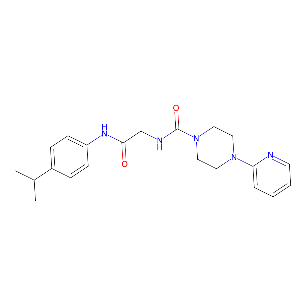 N-(2-oxo-2-{[4-(propan-2-yl)phenyl]amino}ethyl)-4-(pyridin-2-yl)piperazine-1-carboxamide molecular structure, CAS 1374531-74-4
