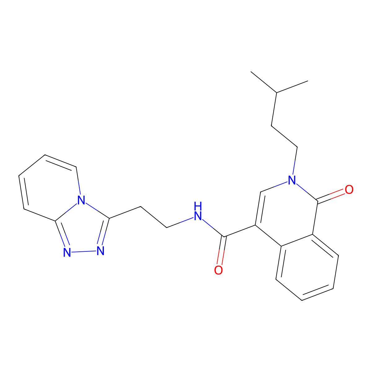 2-(3-methylbutyl)-1-oxo-N-[2-([1,2,4]triazolo[4,3-a]pyridin-3-yl)ethyl]-1,2-dihydroisoquinoline-4-carboxamide molecular structure, CAS 1374531-76-6