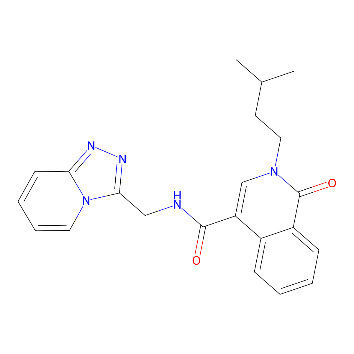 2-(3-methylbutyl)-1-oxo-N-([1,2,4]triazolo[4,3-a]pyridin-3-ylmethyl)-1,2-dihydroisoquinoline-4-carboxamide molecular structure, CAS 1374531-79-9