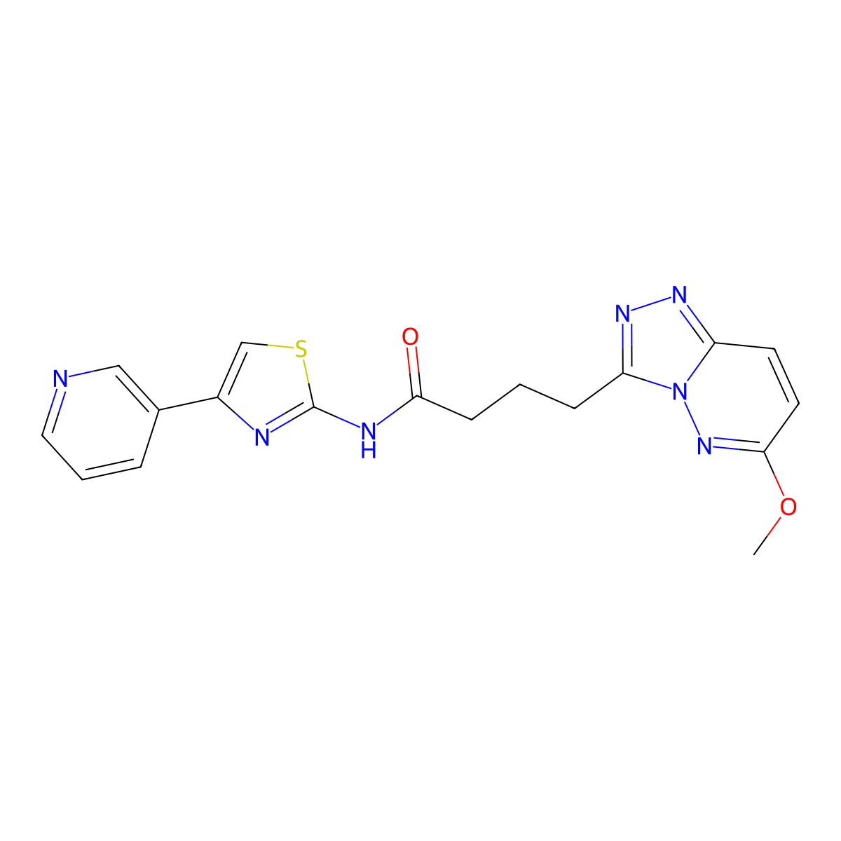 4-(6-methoxy-[1,2,4]triazolo[4,3-b]pyridazin-3-yl)-N-(4-(pyridin-3-yl)thiazol-2-yl)butanamide molecular structure, CAS 1374531-94-8