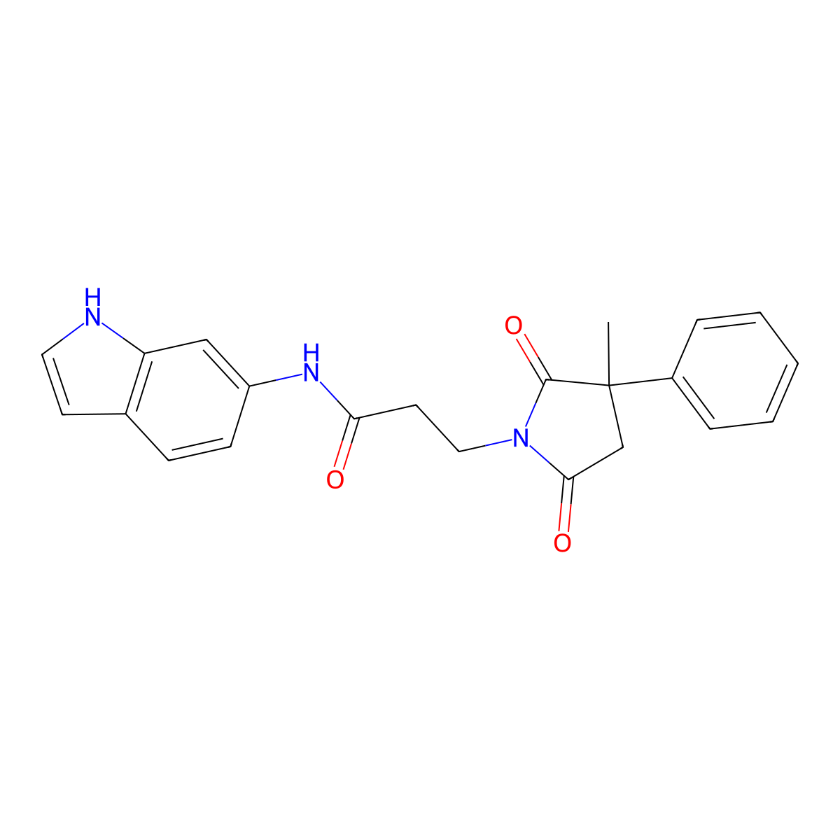 N-(1H-indol-6-yl)-3-(3-methyl-2,5-dioxo-3-phenylpyrrolidin-1-yl)propanamide molecular structure, CAS 1374532-04-3