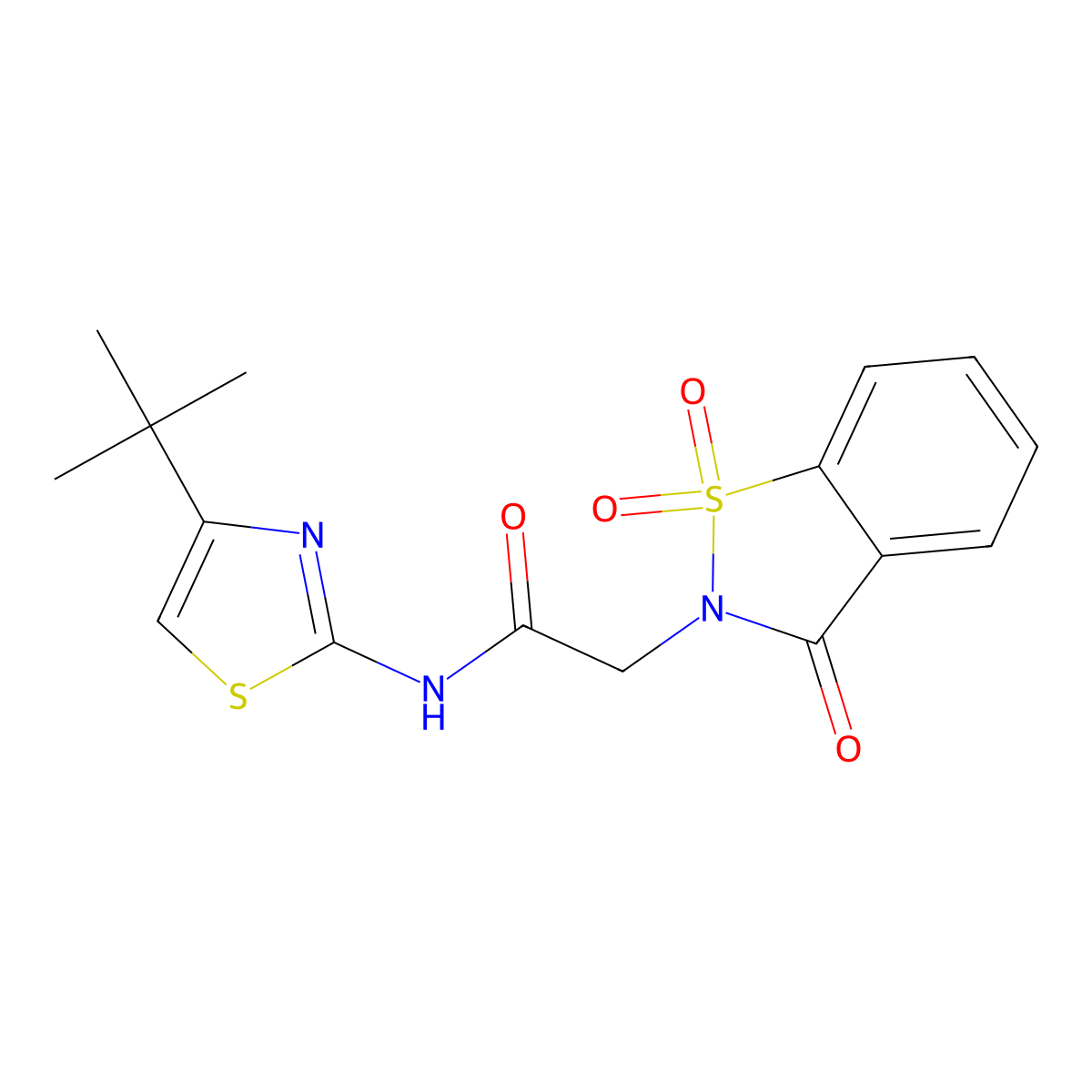 N-(4-tert-butyl-1,3-thiazol-2-yl)-2-(1,1-dioxido-3-oxo-1,2-benzothiazol-2(3H)-yl)acetamide molecular structure, CAS 1374532-09-8