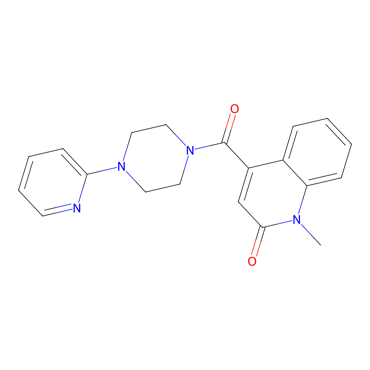 1-methyl-4-{[4-(2-pyridyl)piperazino]carbonyl}-2(1H)-quinolinone molecular structure, CAS 1374532-16-7