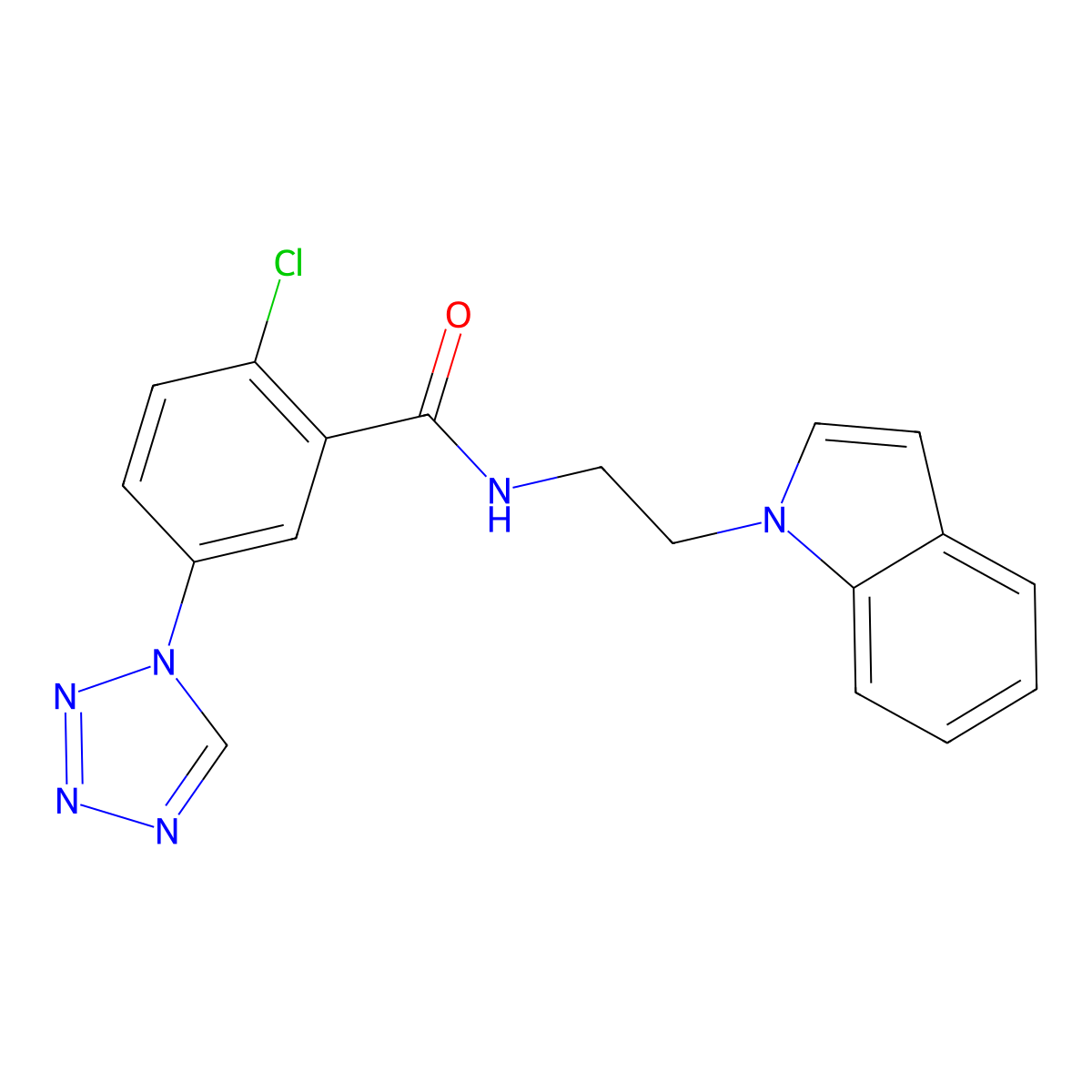 2-chloro-N-[2-(1H-indol-1-yl)ethyl]-5-(1H-1,2,3,4-tetraazol-1-yl)benzamide molecular structure, CAS 1374532-24-7
