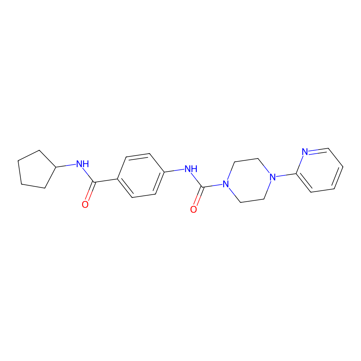 N-[4-(cyclopentylcarbamoyl)phenyl]-4-(pyridin-2-yl)piperazine-1-carboxamide molecular structure, CAS 1374532-30-5