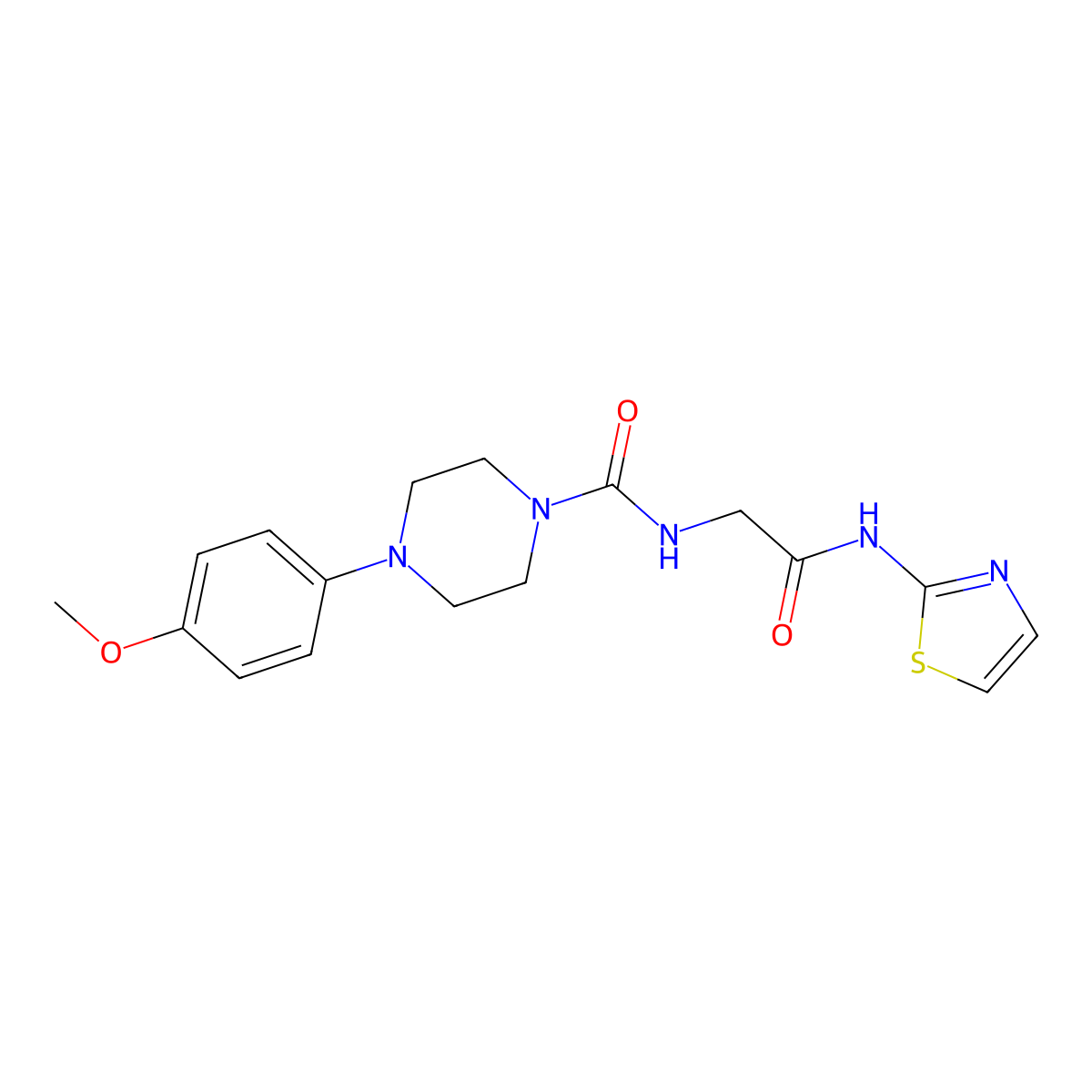 4-(4-methoxyphenyl)-N-(2-oxo-2-(thiazol-2-ylamino)ethyl)piperazine-1-carboxamide molecular structure, CAS 1374532-36-1