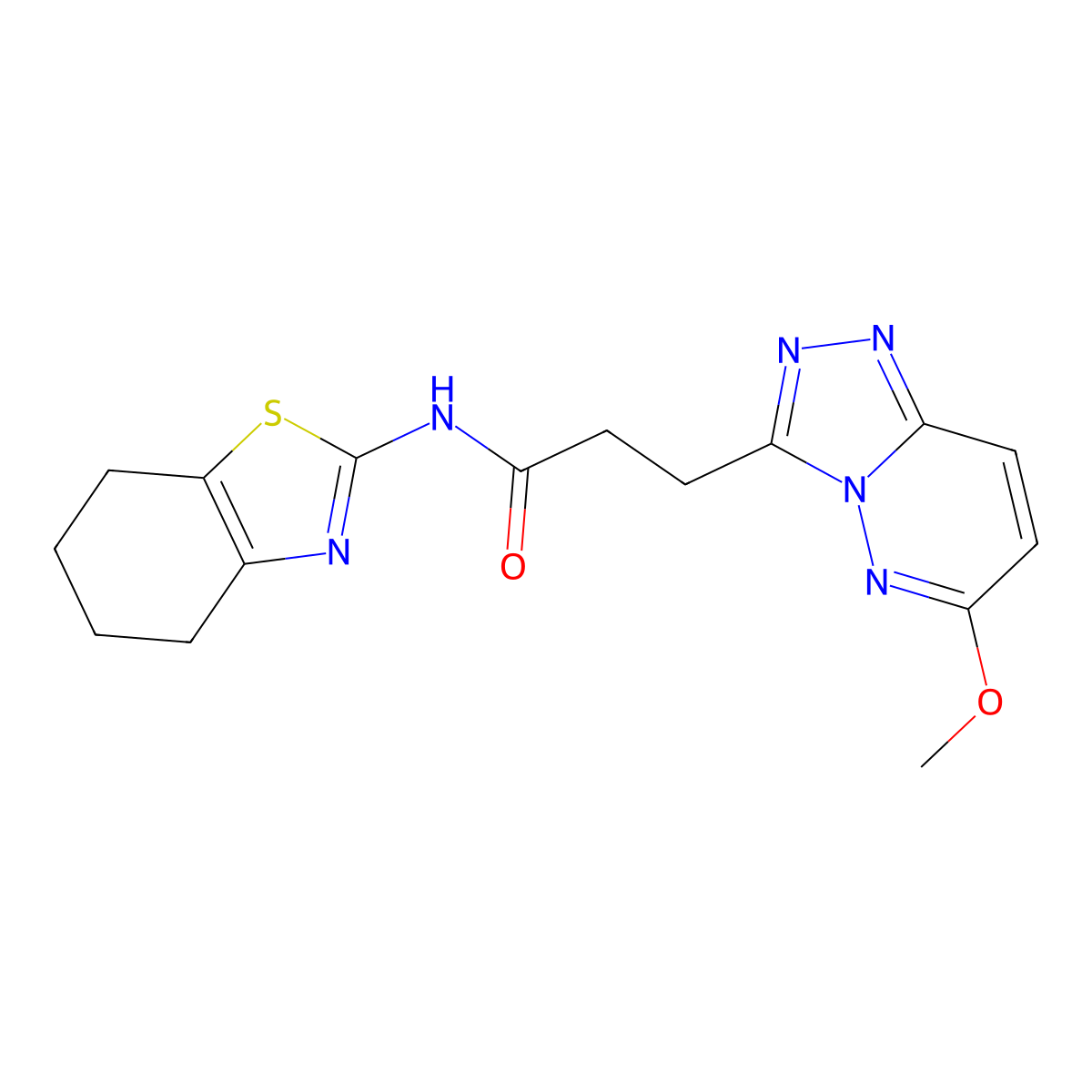3-(6-methoxy-[1,2,4]triazolo[4,3-b]pyridazin-3-yl)-N-(4,5,6,7-tetrahydrobenzo[d]thiazol-2-yl)propanamide molecular structure, CAS 1374532-44-1