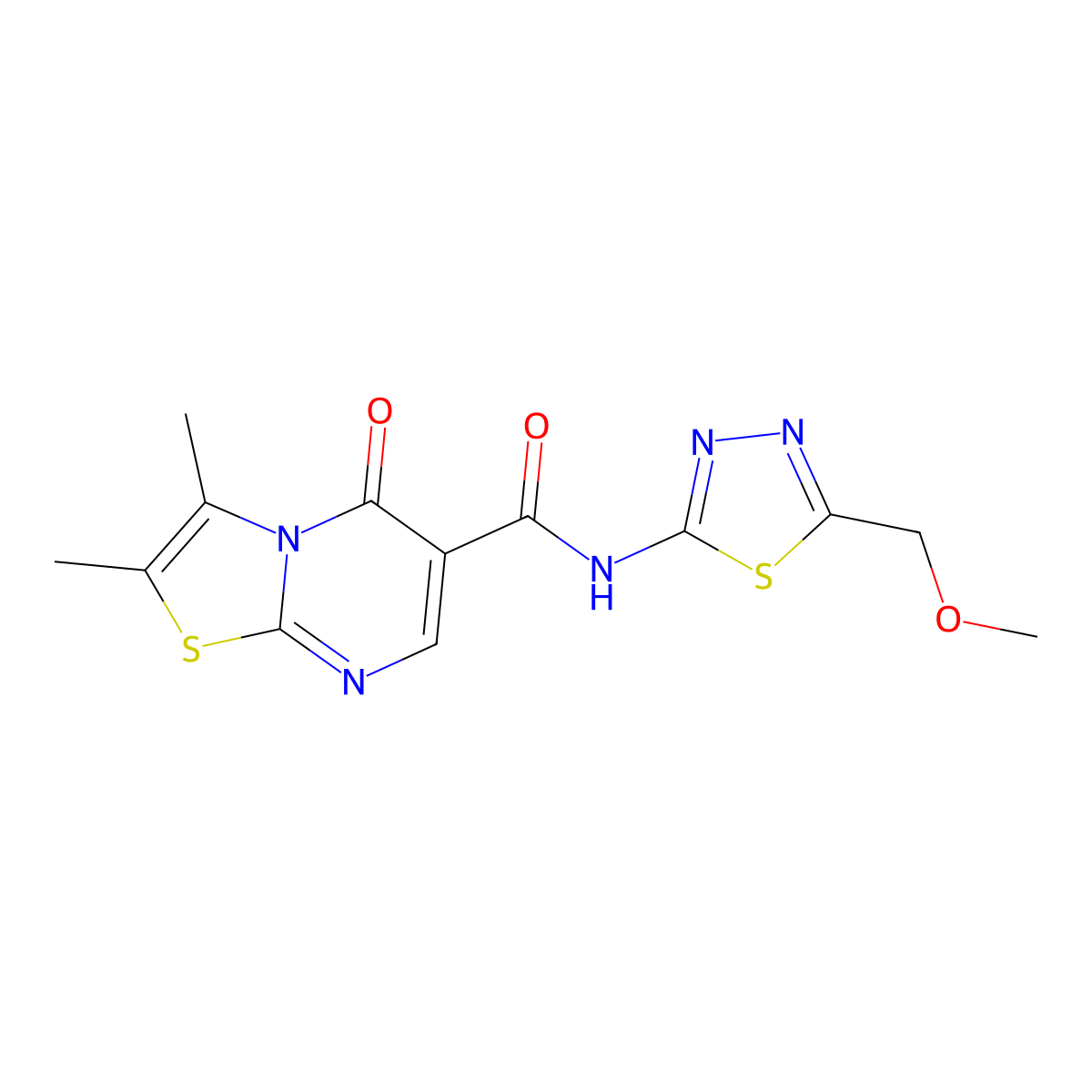 N-[5-(methoxymethyl)-1,3,4-thiadiazol-2-yl]-2,3-dimethyl-5-oxo-5H-[1,3]thiazolo[3,2-a]pyrimidine-6-carboxamide molecular structure, CAS 1374532-47-4