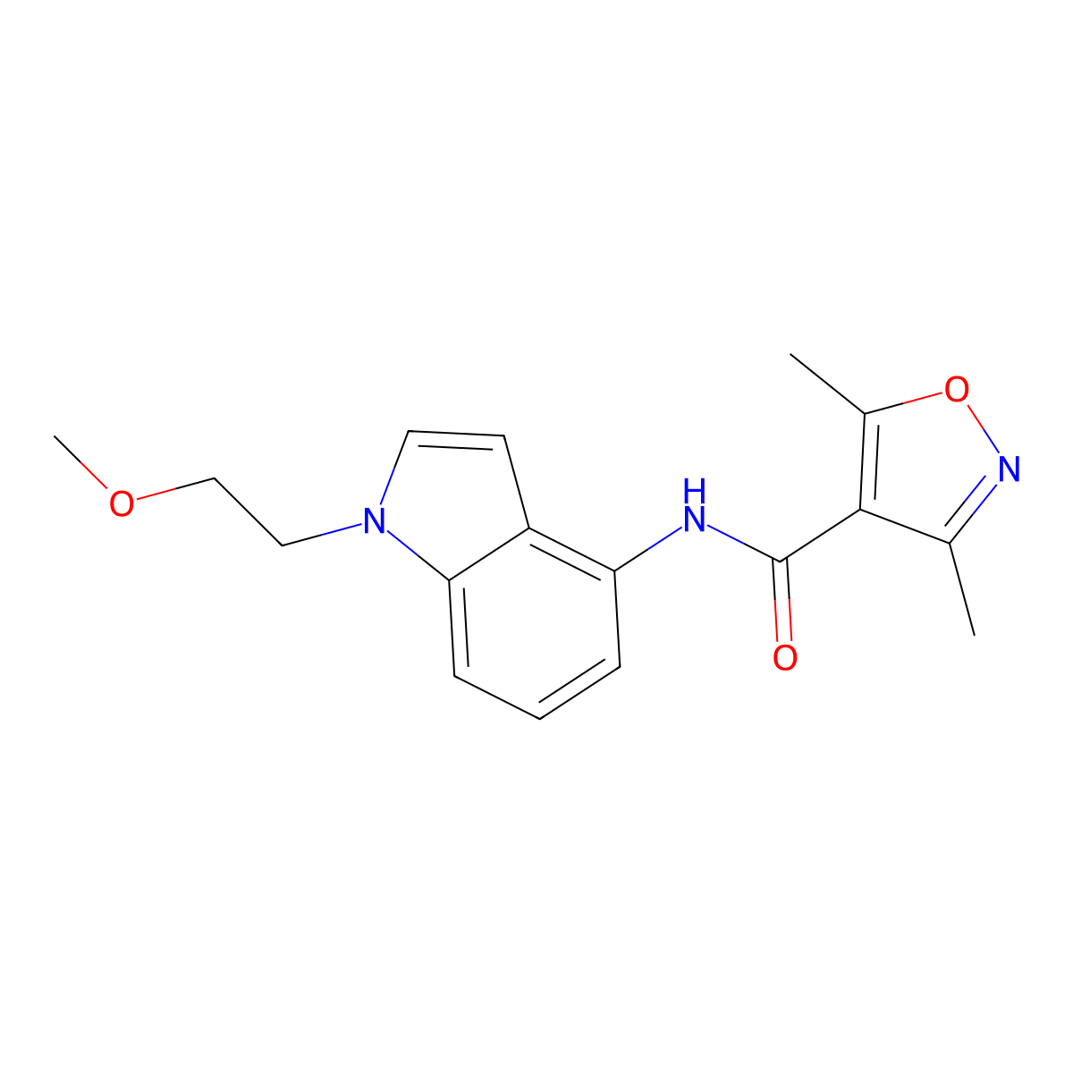 N-[1-(2-methoxyethyl)-1H-indol-4-yl]-3,5-dimethyl-4-isoxazolecarboxamide molecular structure, CAS 1374532-61-2