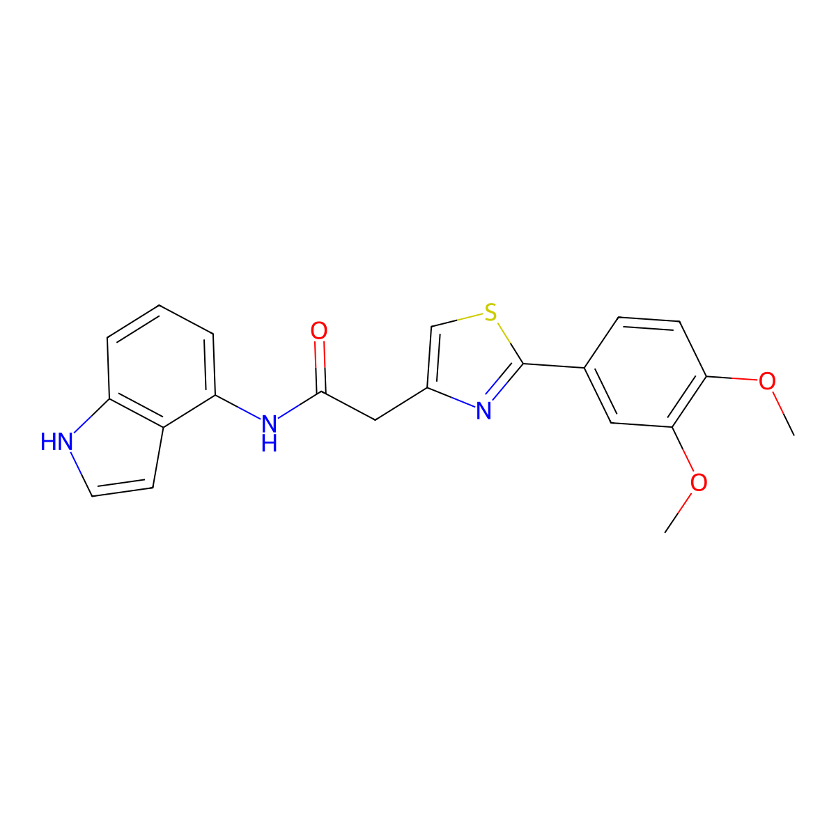 2-[2-(3,4-dimethoxyphenyl)-1,3-thiazol-4-yl]-N-(1H-indol-4-yl)acetamide molecular structure, CAS 1374532-79-2