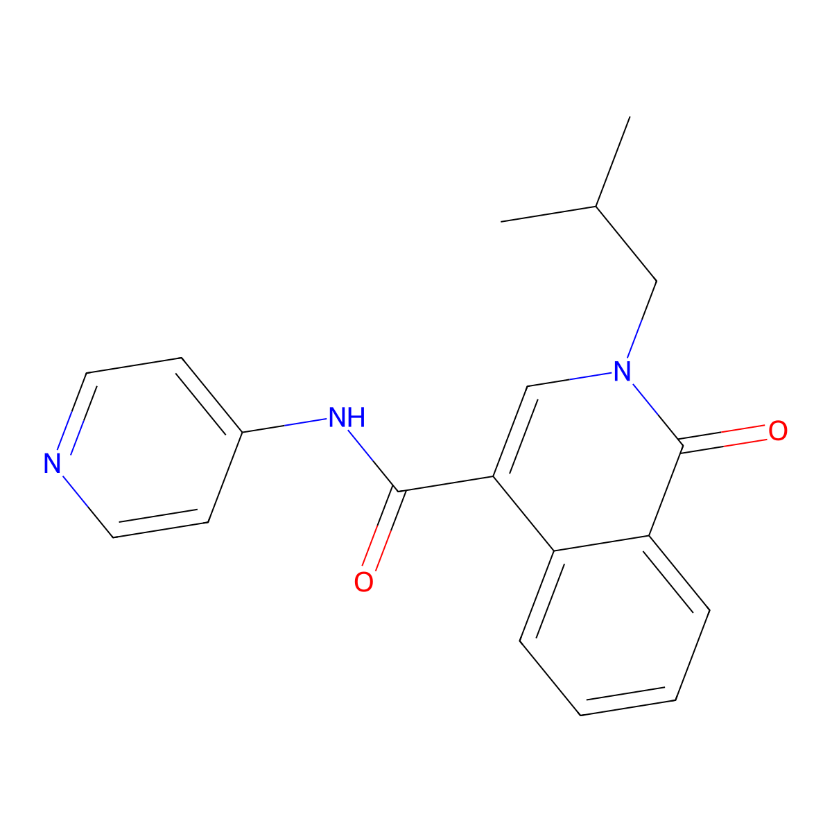 2-isobutyl-1-oxo-N-(pyridin-4-yl)-1,2-dihydroisoquinoline-4-carboxamide molecular structure, CAS 1374532-90-7