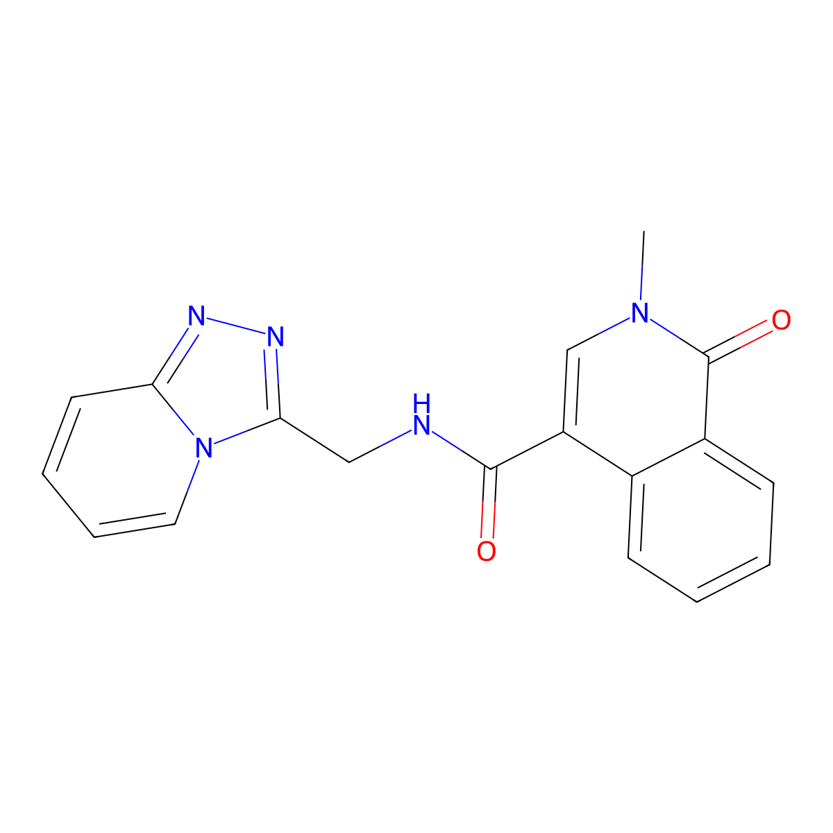 2-methyl-1-oxo-N-([1,2,4]triazolo[4,3-a]pyridin-3-ylmethyl)-1,2-dihydroisoquinoline-4-carboxamide molecular structure, CAS 1374532-91-8