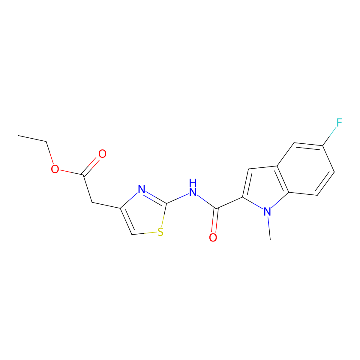 ethyl (2-{[(5-fluoro-1-methyl-1H-indol-2-yl)carbonyl]amino}-1,3-thiazol-4-yl)acetate molecular structure, CAS 1374533-03-5