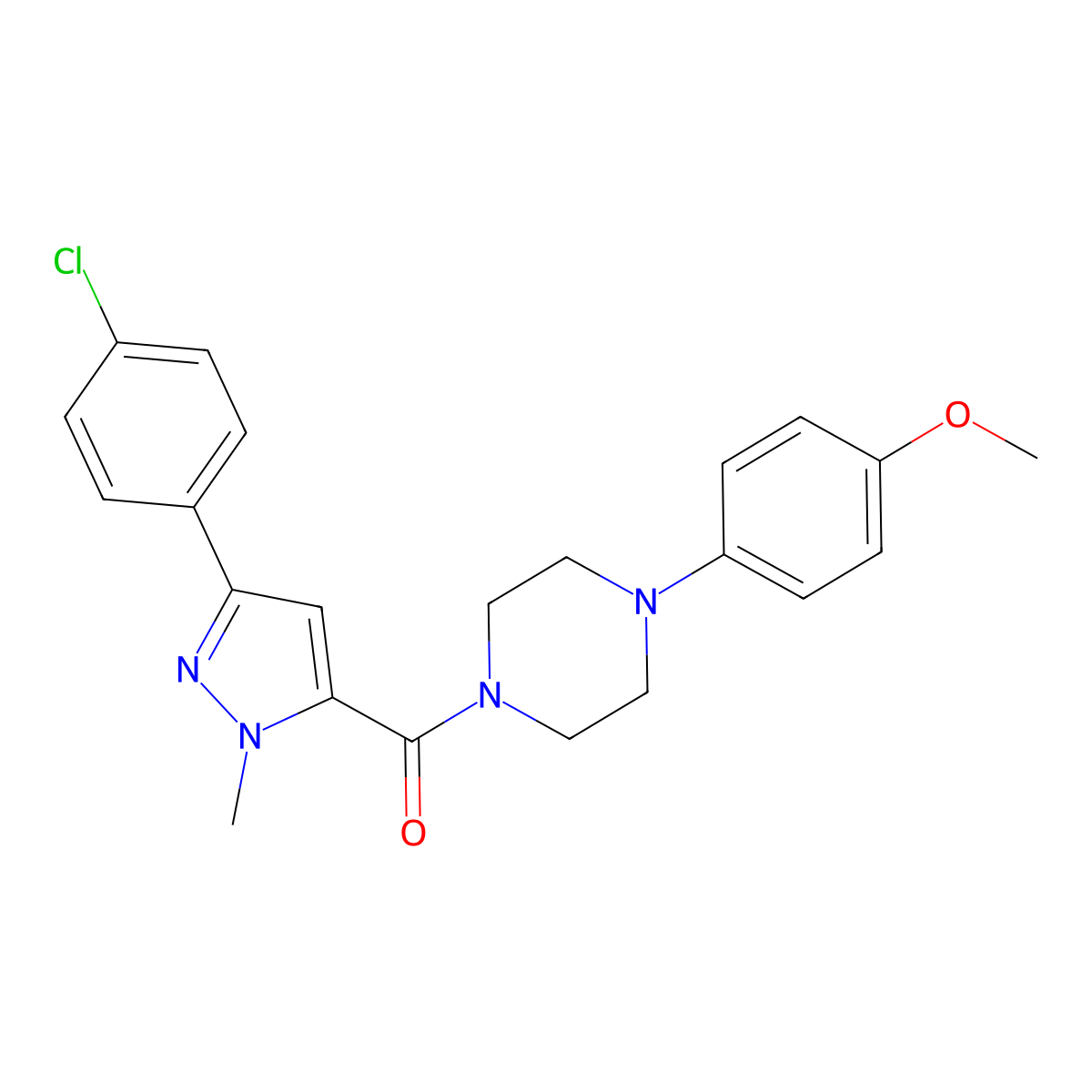 [3-(4-chlorophenyl)-1-methyl-1H-pyrazol-5-yl][4-(4-methoxyphenyl)piperazino]methanone molecular structure, CAS 1374533-10-4