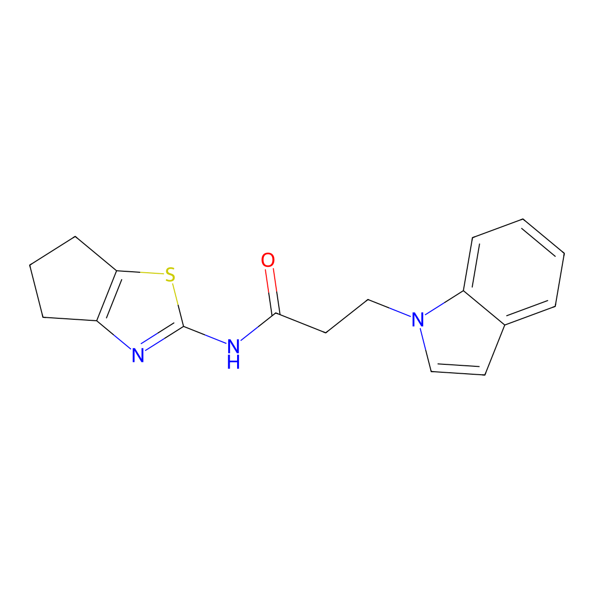 N-(5,6-dihydro-4H-cyclopenta[d][1,3]thiazol-2-yl)-3-(1H-indol-1-yl)propanamide molecular structure, CAS 1374533-23-9