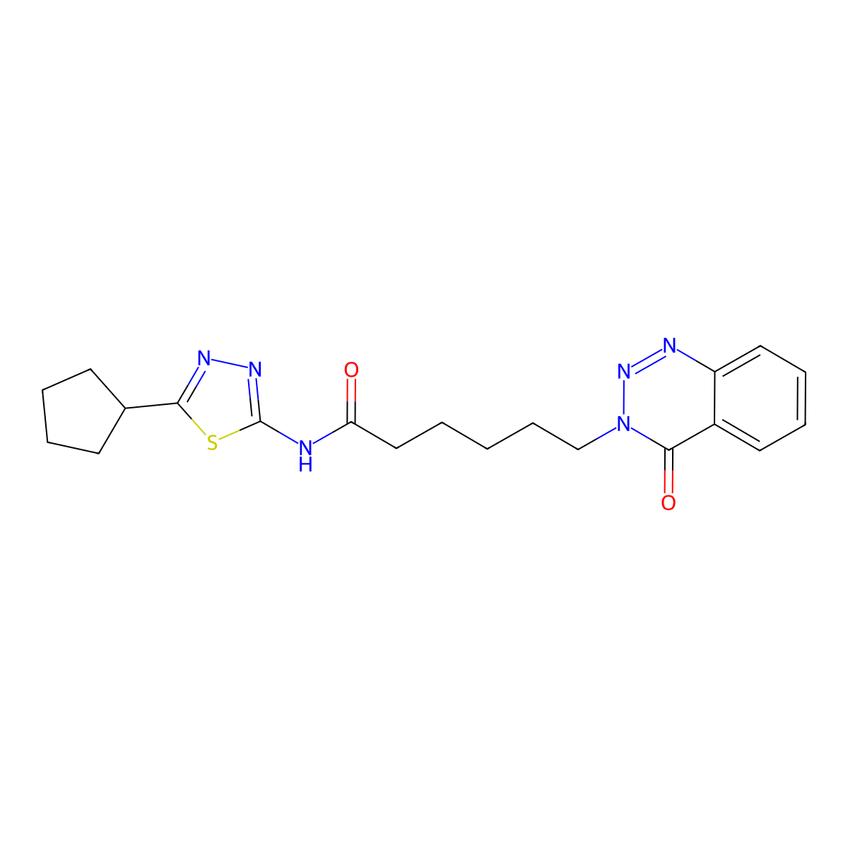 N-(5-cyclopentyl-1,3,4-thiadiazol-2-yl)-6-(4-oxo-1,2,3-benzotriazin-3(4H)-yl)hexanamide molecular structure, CAS 1374533-33-1
