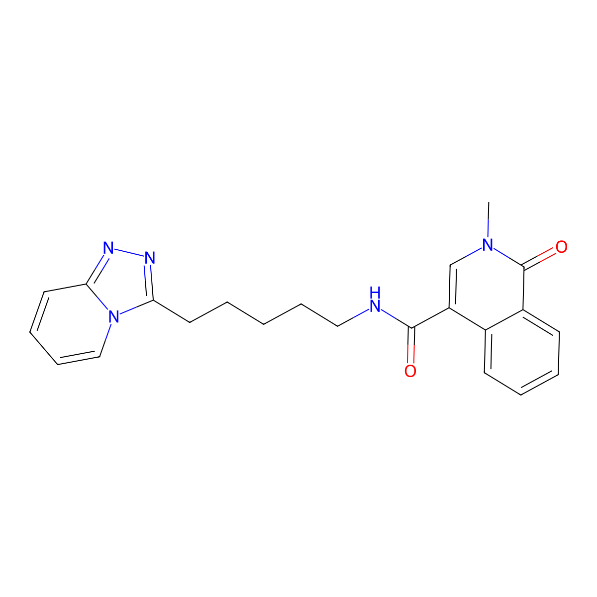 2-methyl-1-oxo-N-[5-([1,2,4]triazolo[4,3-a]pyridin-3-yl)pentyl]-1,2-dihydroisoquinoline-4-carboxamide molecular structure, CAS 1374533-47-7