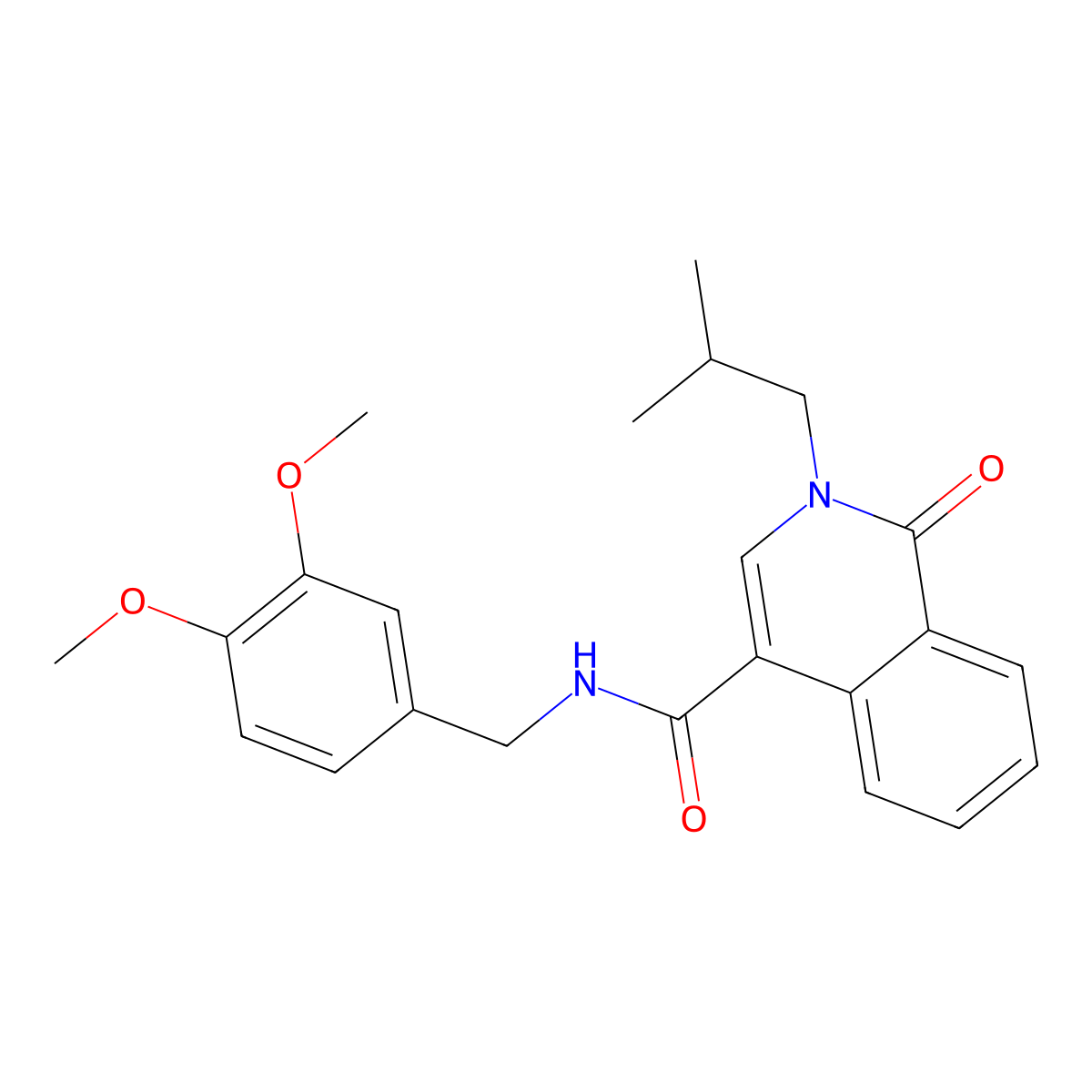N~4~-(3,4-dimethoxybenzyl)-2-isobutyl-1-oxo-1,2-dihydro-4-isoquinolinecarboxamide molecular structure, CAS 1374533-50-2
