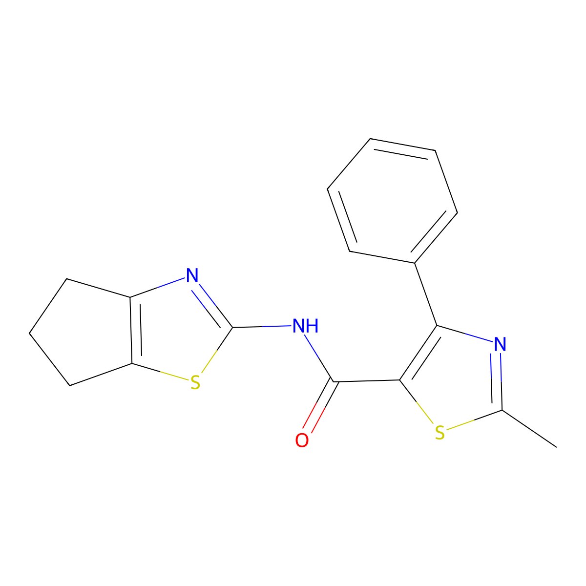 N-(5,6-dihydro-4H-cyclopenta[d][1,3]thiazol-2-yl)-2-methyl-4-phenyl-1,3-thiazole-5-carboxamide molecular structure, CAS 1374533-53-5